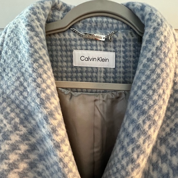 Calvin Klein Women's Light Blue Houndstooth Trench Coat - Picture 4 of 4
